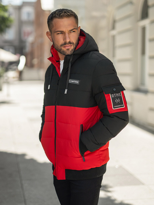 Veste D'hiver noir et rouge OZONEE JS/31M5083/270