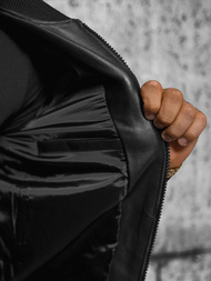 Veste en cuir homme noir OZONEE JS/11Z8105