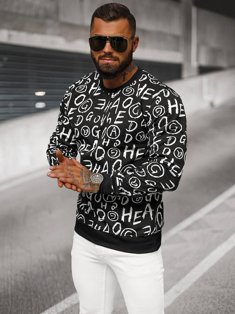 Sweatshirt Homme Noir OZONEE JS/8B1221/3