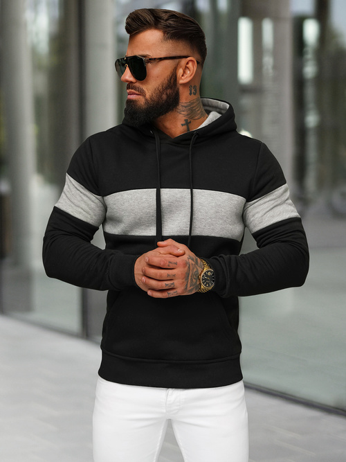 Sweatshirt à capuche homme noir OZONEE JS/8B1316/3