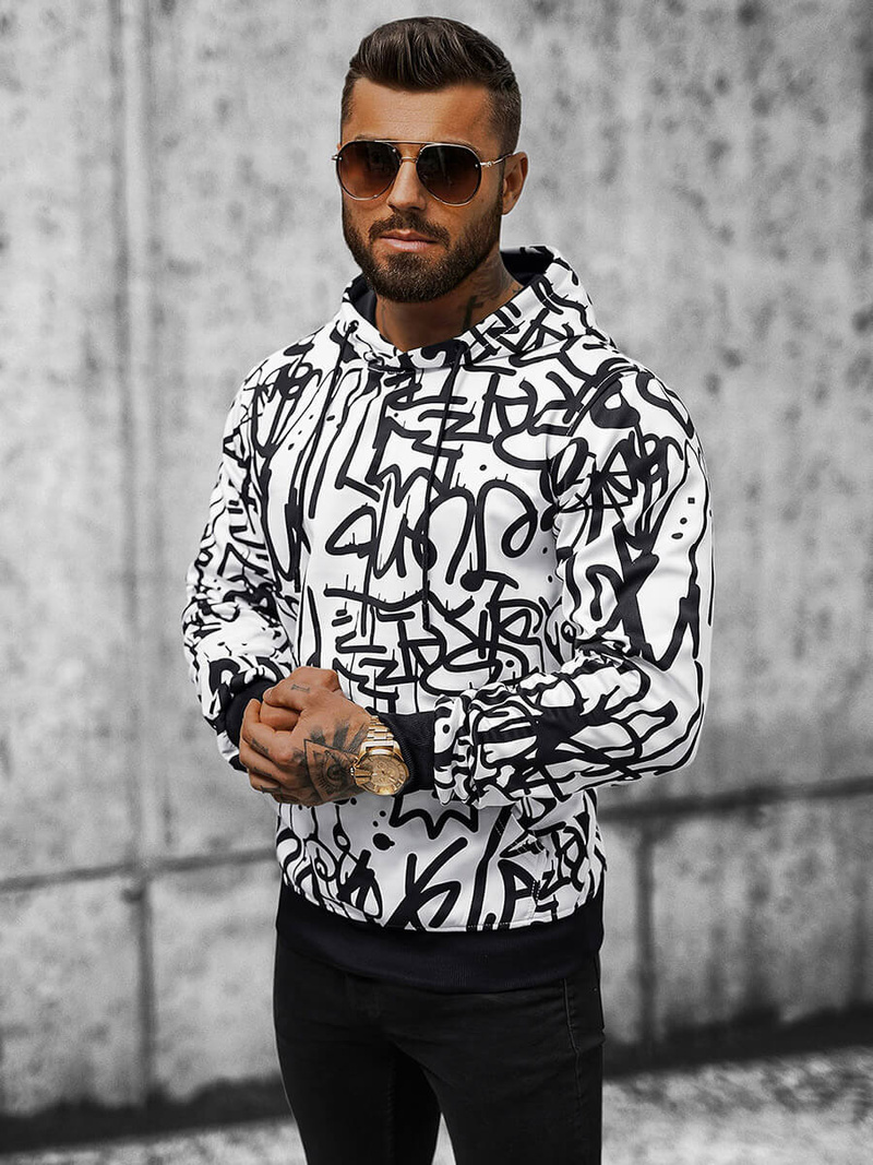 Sweatshirt à capuche homme blanc OZONEE JS/8B1151/1