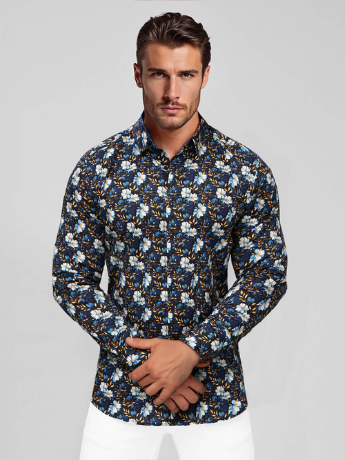 Chemise Homme Bleu Foncé OZONEE O/V153