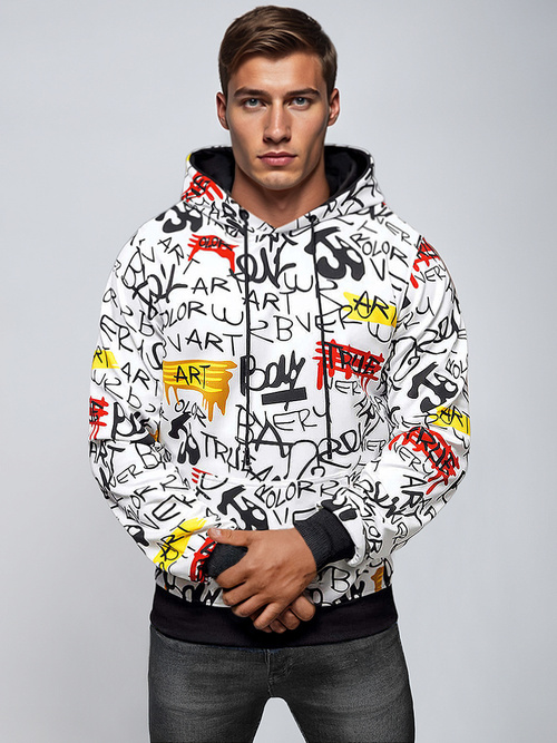 Sweatshirt à capuche homme blanc OZONEE JS/8B1251/1