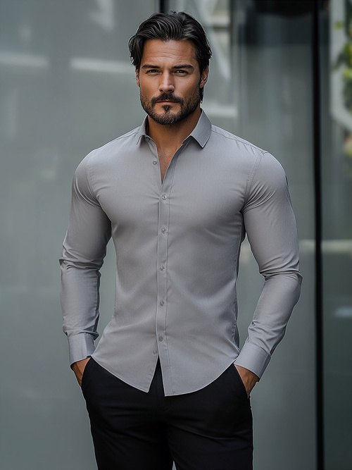 Chemise Homme Gris OZONEE O/V136