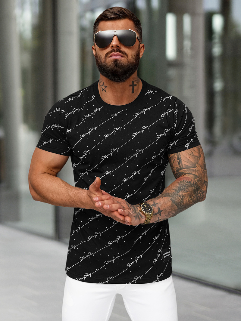 T-shirt Homme Noir OZONEE O/QQ1323