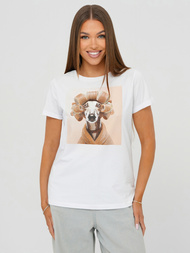 T-shirt femme blanc et beige OZONEE JS/YJ77726