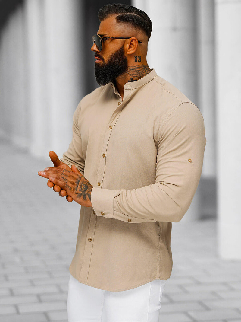 Chemise Homme Beige OZONEE O/V123