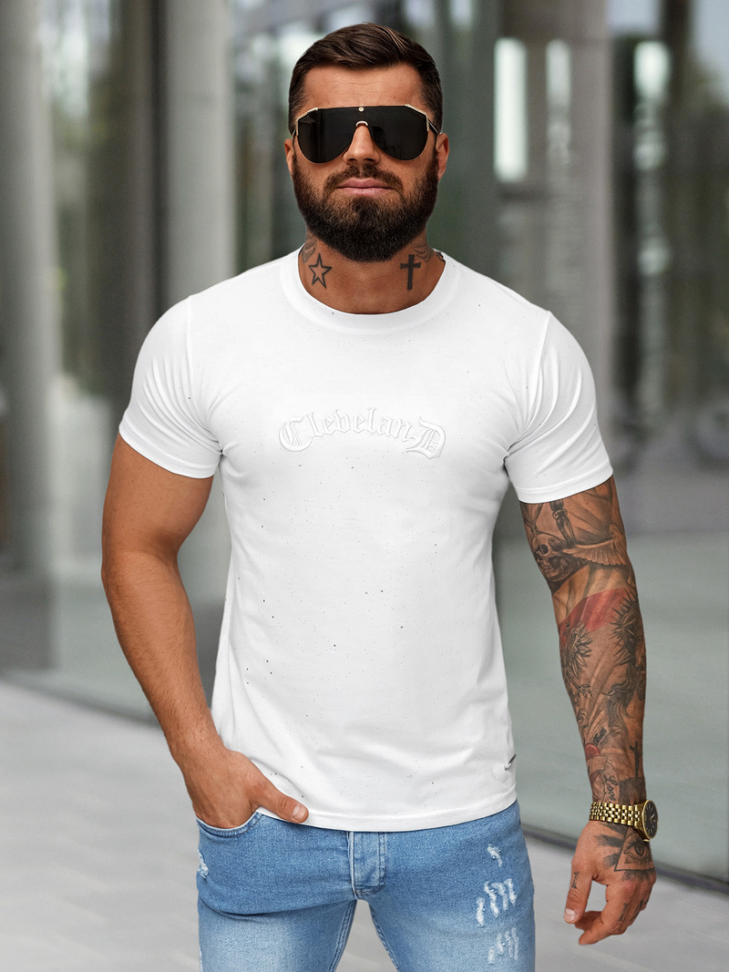 T-shirt Homme Blanc OZONEE O/QQ1386