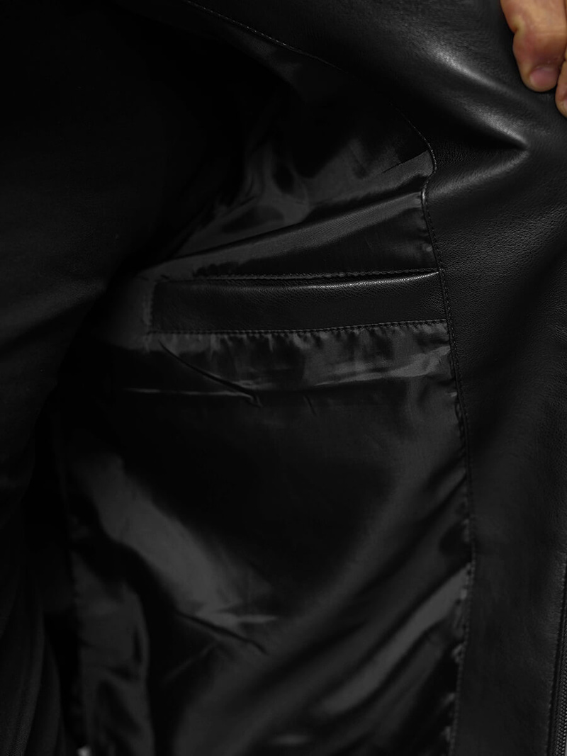 Veste en cuir homme Noir OZONEE JS/11Z8015