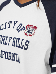 T-shirt femme blanc et marine OZONEE JS/R62493