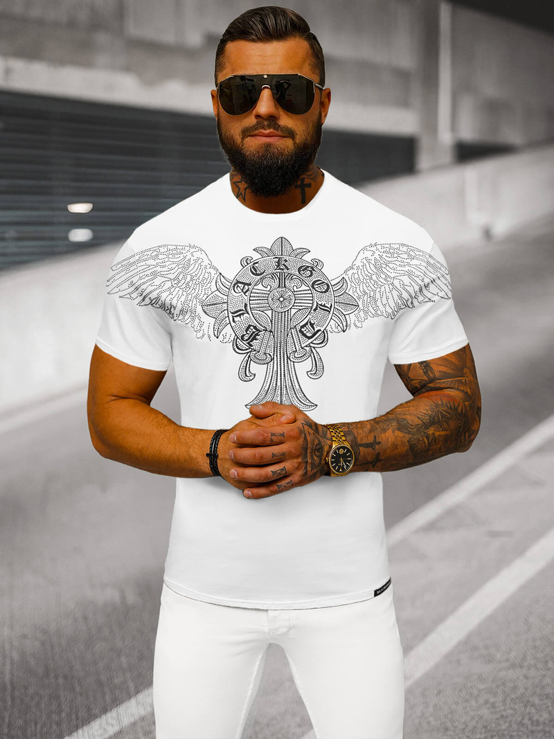 T-shirt Homme Blanc OZONEE NB/MT3037Z