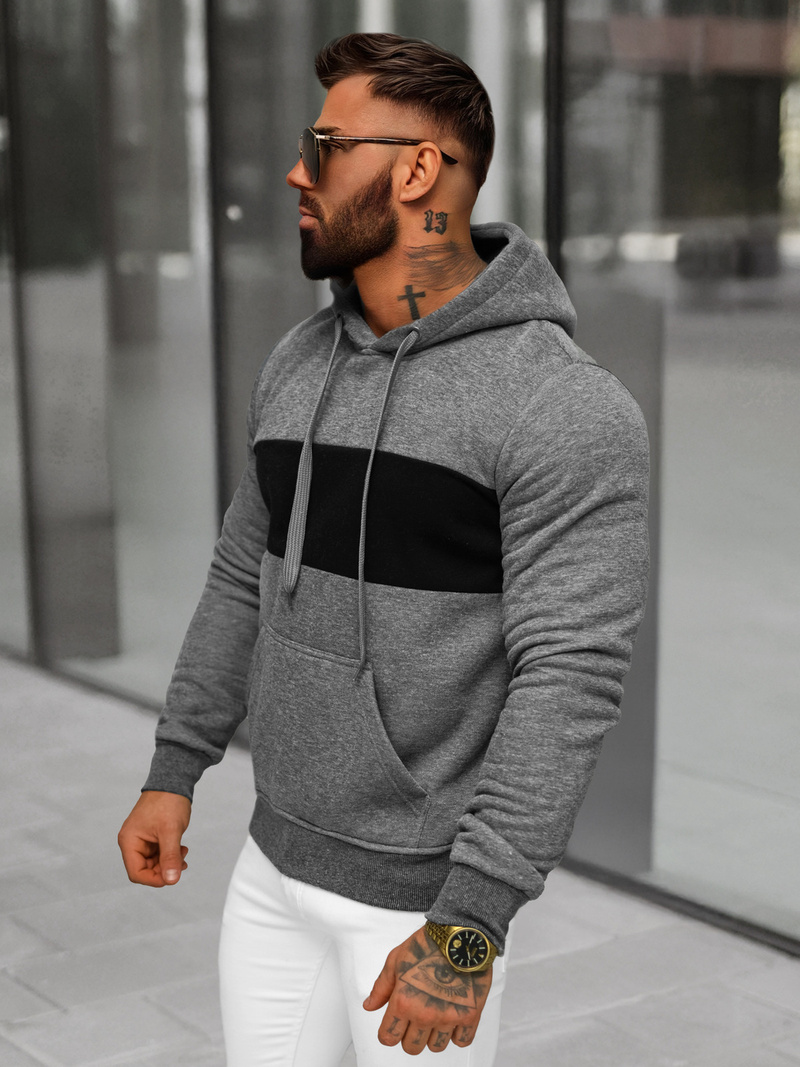 Sweatshirt à capuche homme gris foncé OZONEE JS/8B1308/5