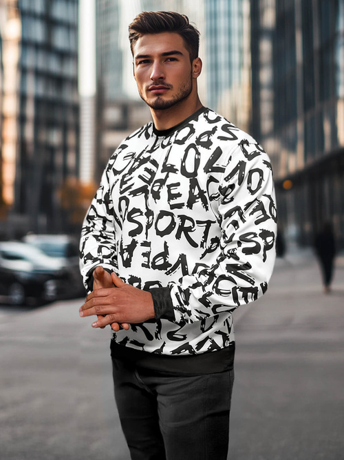 Sweatshirt Homme Blanc OZONEE JS/8B1191/1Z