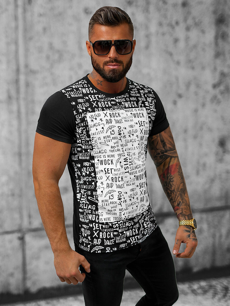 T-shirt Homme Noir OZONEE O/T122/3Z