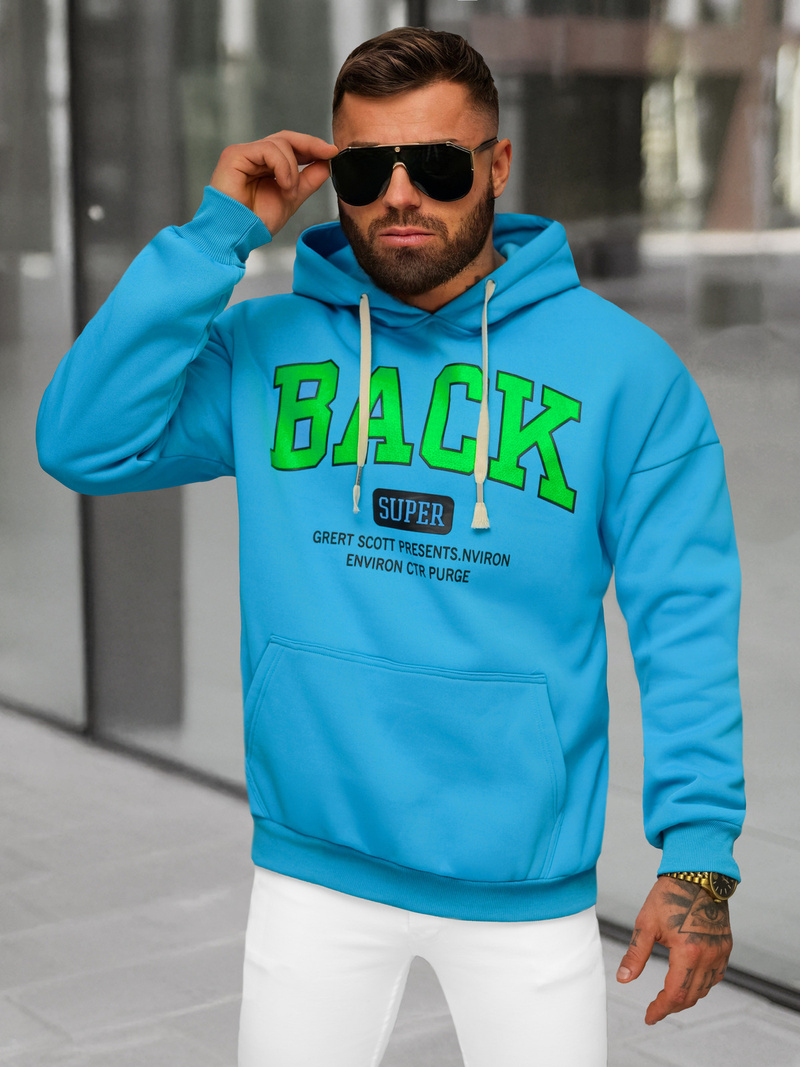 Sweatshirt à capuche homme bleu OZONEE O/TT30513