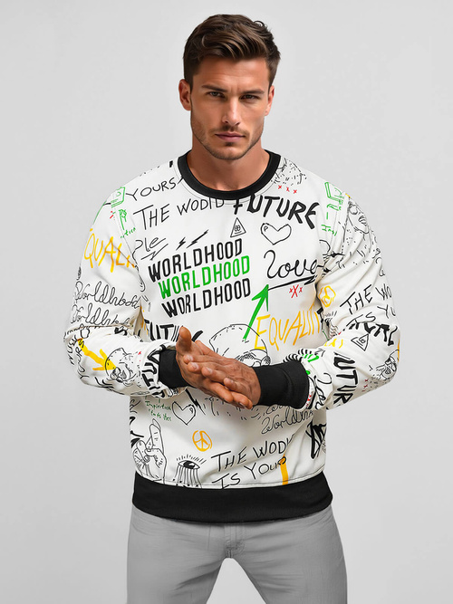 Sweatshirt Homme Blanc OZONEE JS/8B1228/1Z