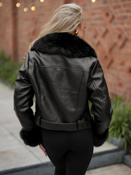 Veste en cuir femme noir OZONEE JS/61M8511/392A