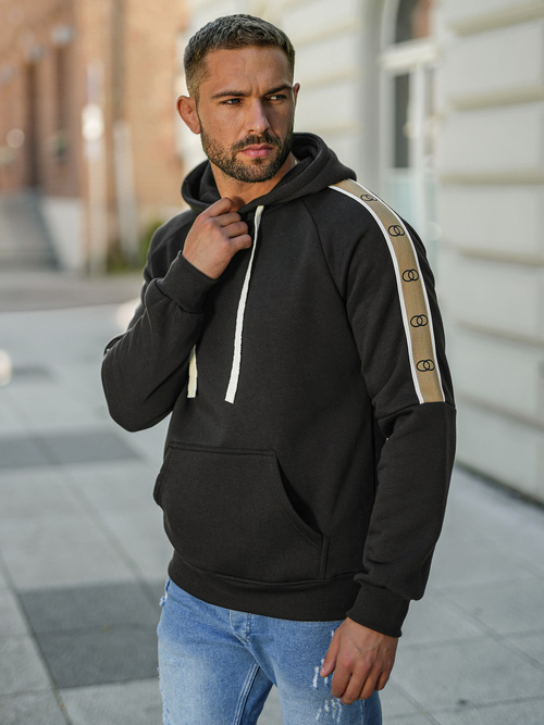 Sweatshirt à capuche homme noir OZONEE JS/8B1730/3