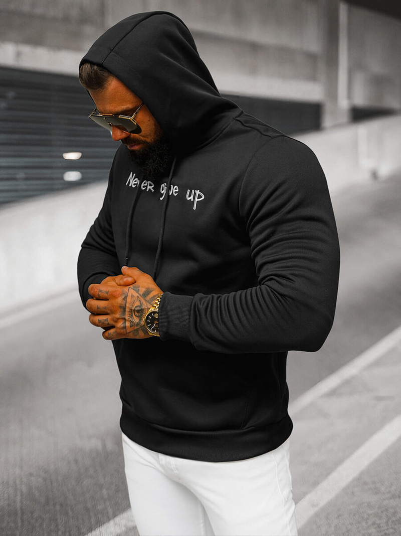 Sweatshirt à capuche homme noir OZONEE JS/27B6512/3