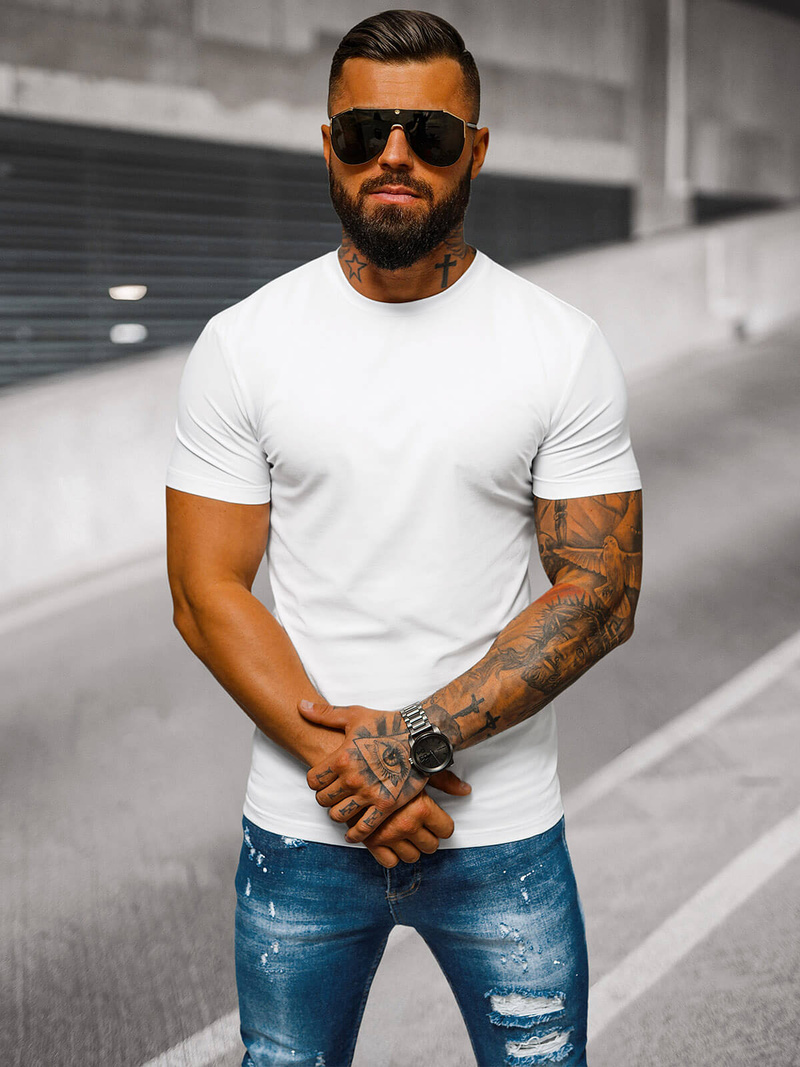 T-shirt Homme Blanc OZONEE NB/MT3001Z