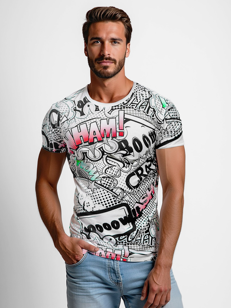 T-shirt Homme Blanc OZONEE O/T137/1Z