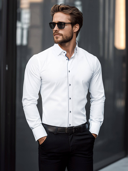Chemise Homme Blanc OZONEE O/V126