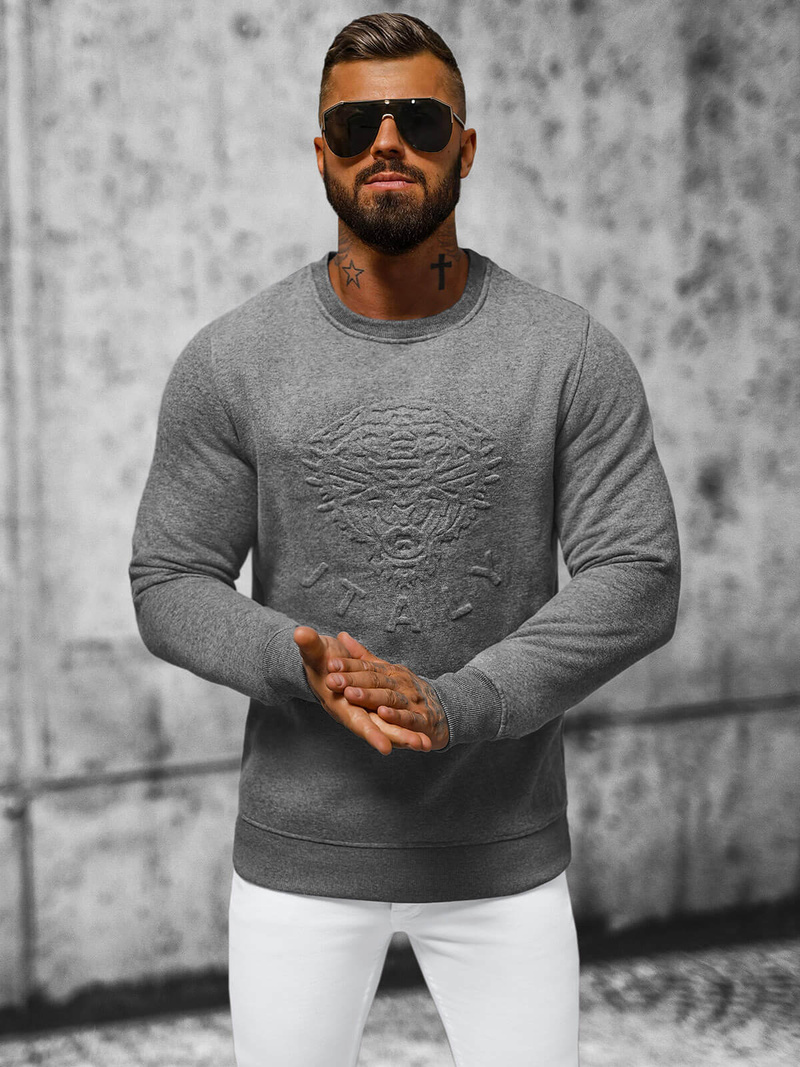 Sweatshirt Homme Gris Foncé OZONEE NB/MF2010