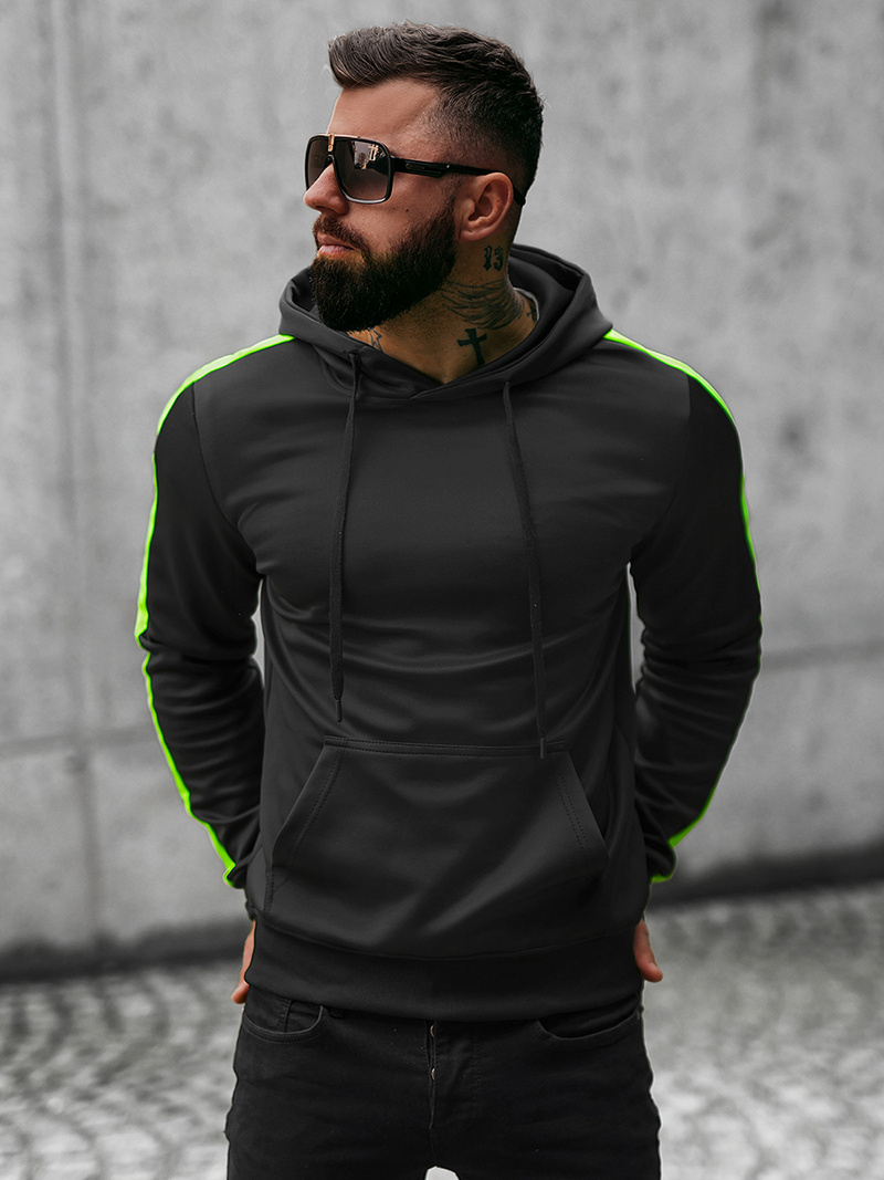 Sweatshirt Homme Noir et Vert OZONEE O/8B153/3/82