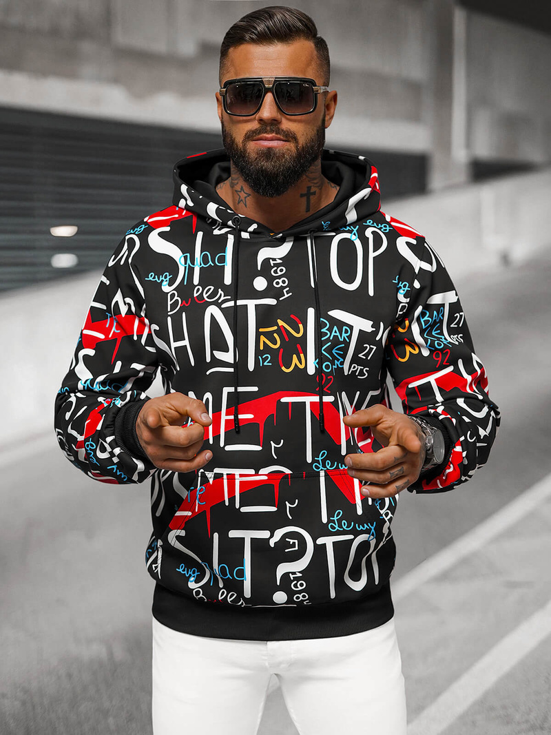 Sweatshirt à capuche homme noir OZONEE JS/8B1233/3