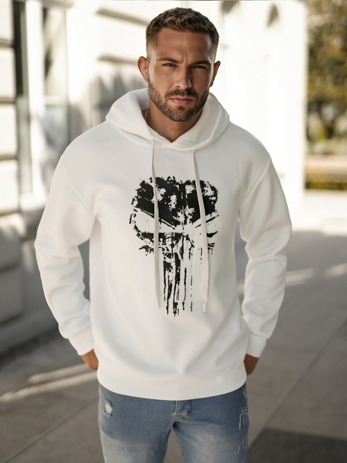 Sweatshirt à capuche homme blanc OZONEE JS/65B3907/1