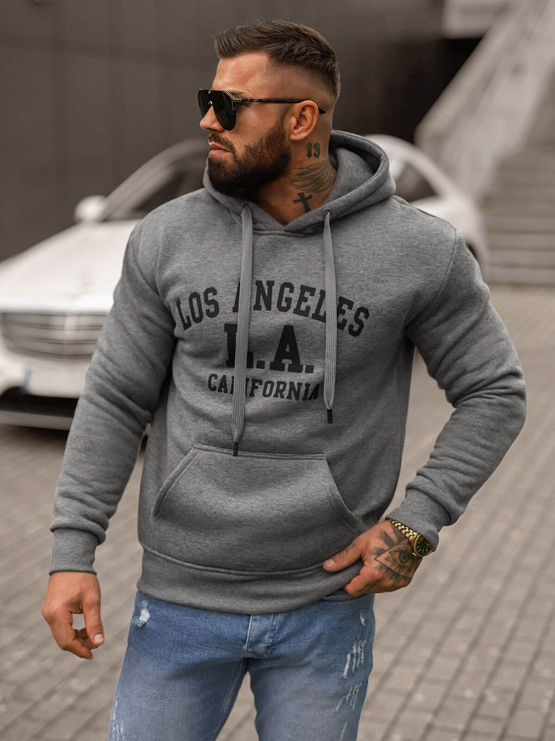 Sweatshirt à capuche homme gris foncé OZONEE JS/8B1356/5