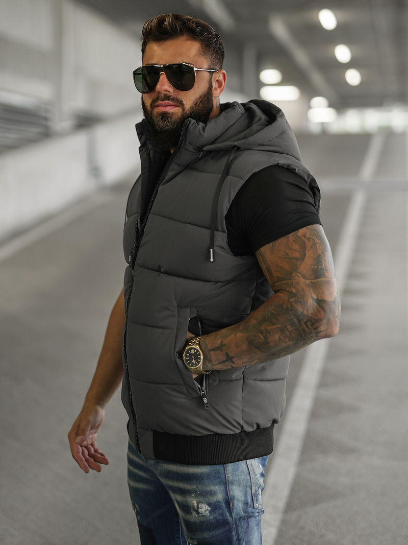 Veste sans manches homme gris foncé OZONEE JS/32M1780/105Z