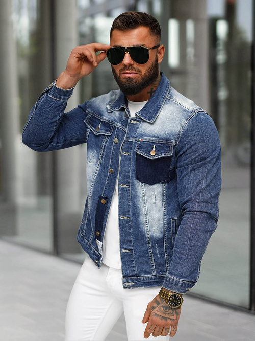 Veste en jean Homme bleu OZONEE NB/MJ536B