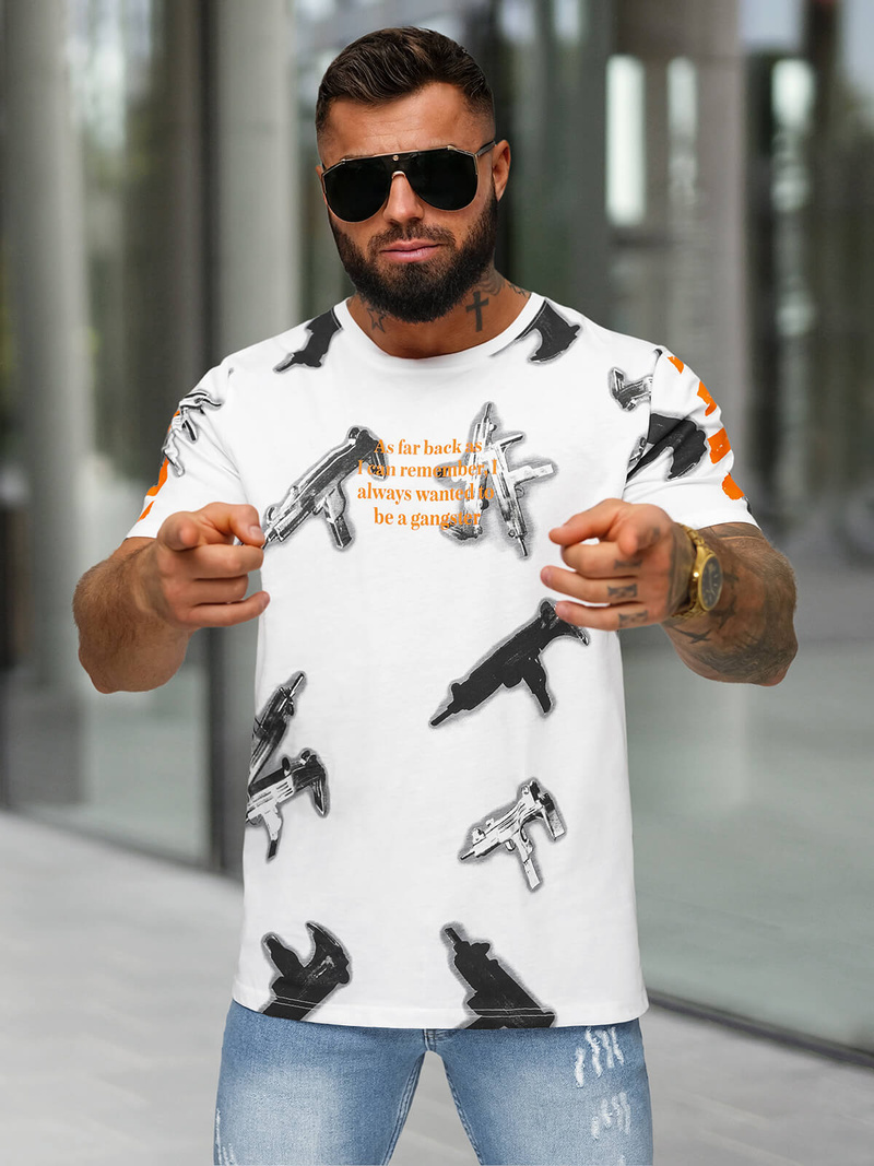 T-shirt Homme Blanc OZONEE O/MPO3471