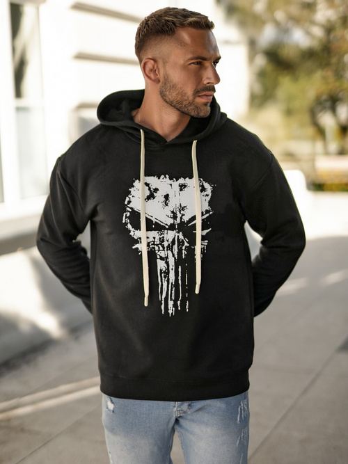 Sweatshirt à capuche homme noir OZONEE JS/65B3907/3