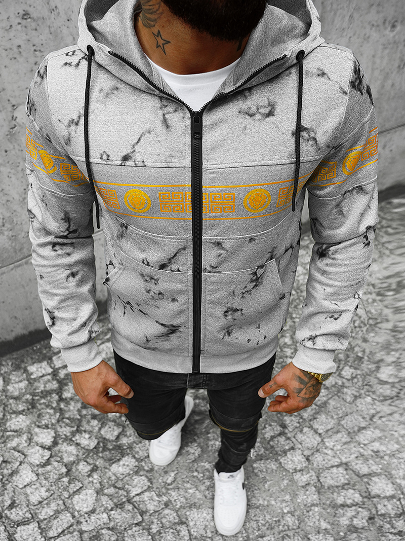 Sweatshirt à capuche homme gris OZONEE JS/B8125