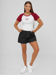 T-shirt femme blanc et rouge OZONEE JS/R61627