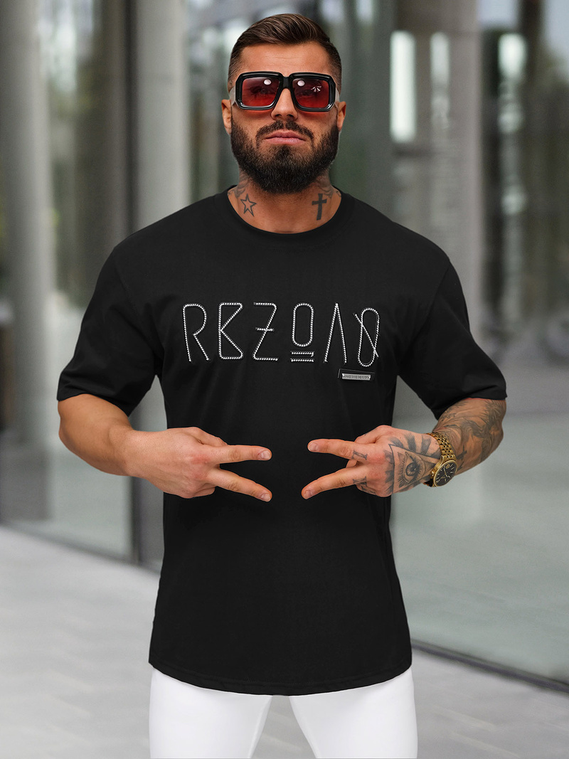 T-shirt Homme Noir OZONEE O/QQ1185