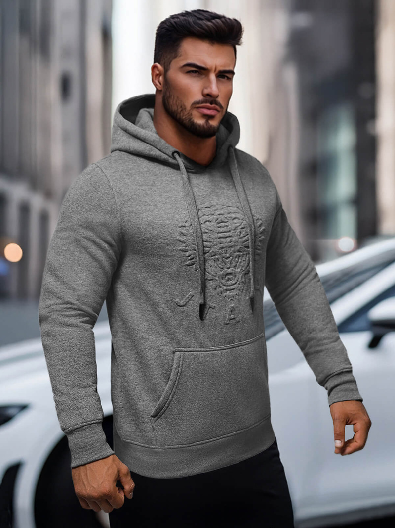 Sweatshirt Homme Gris Foncé OZONEE NB/MF2012Z