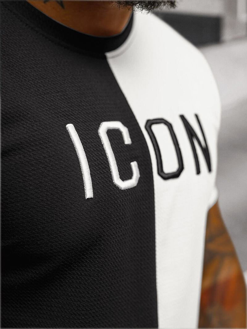 T-shirt homme noir et blanc OZONEE O/7776T