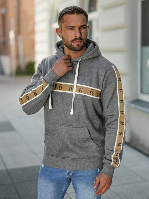 Sweatshirt à capuche homme gris foncé OZONEE JS/8B1729/5