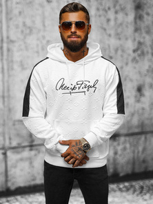 Sweatshirt à capuche homme blanc OZONEE JS/3B572