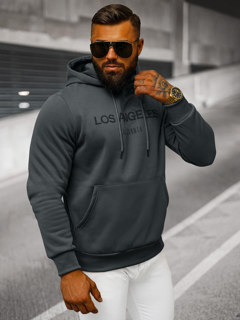 Sweatshirt à capuche homme gris foncé OZONEE JS/27B6507/5