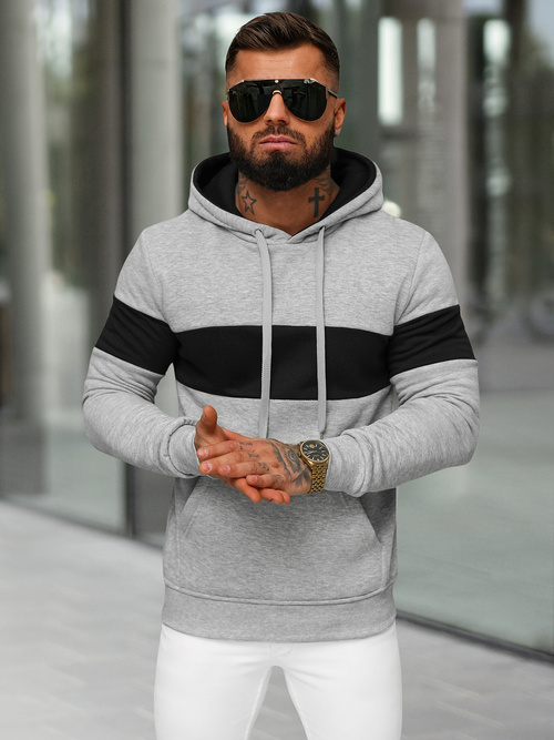 Sweatshirt à capuche homme gris OZONEE JS/8B1316/2