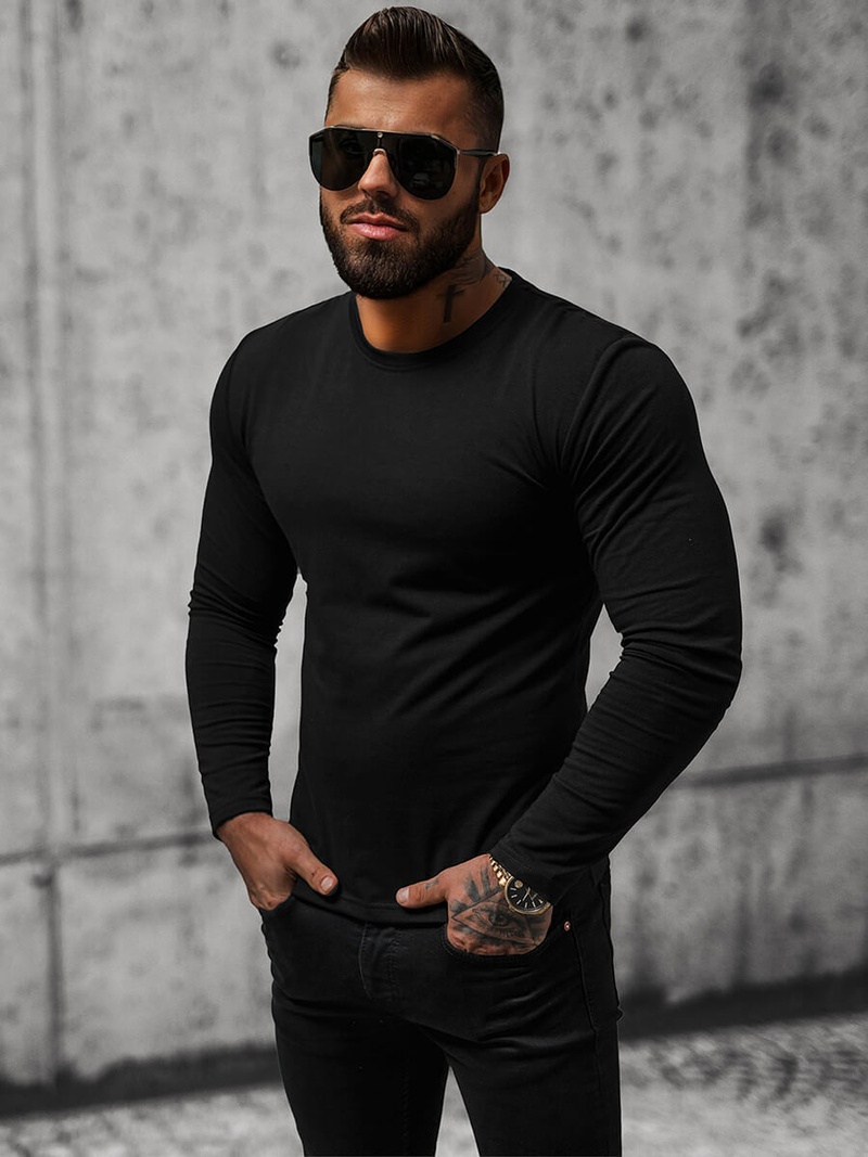 T-shirt à manches longues homme noir OZONEE O/B260