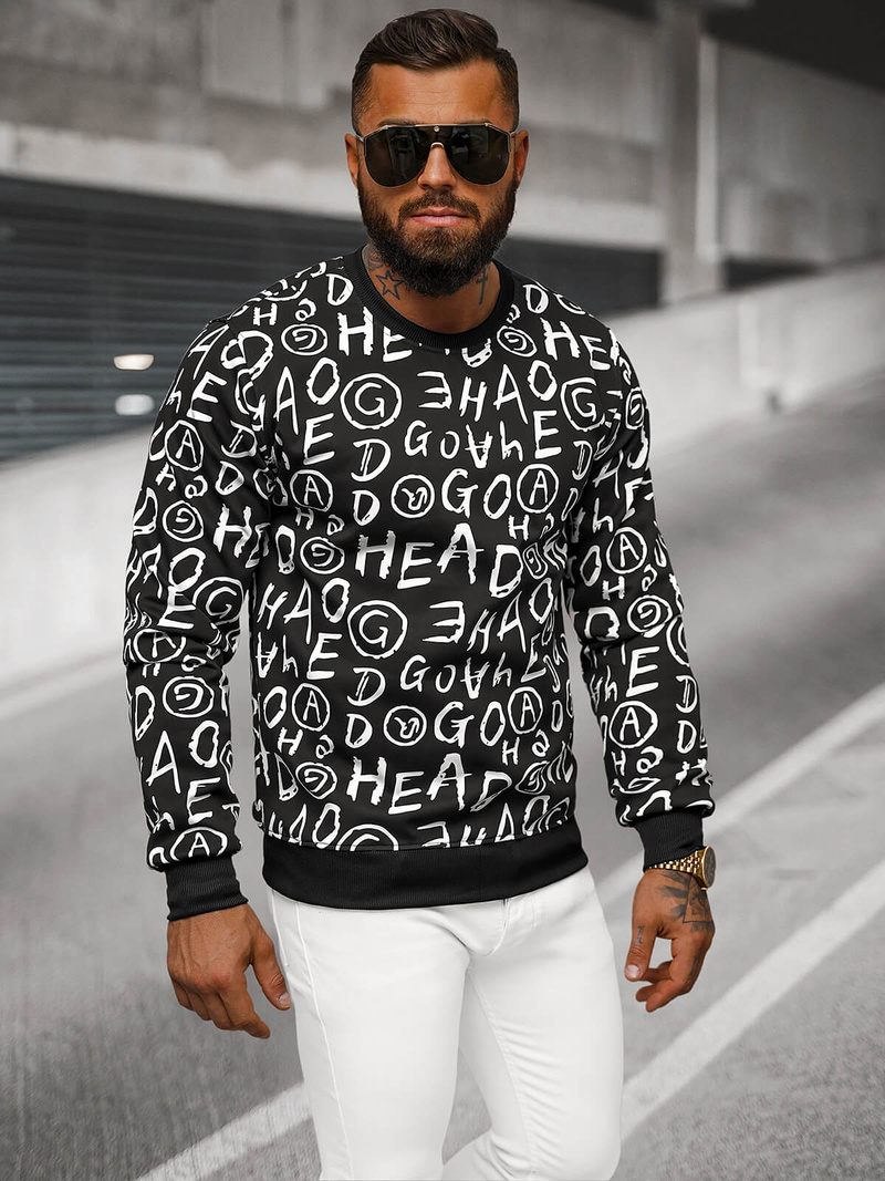 Sweatshirt Homme Noir OZONEE JS/8B1221/3