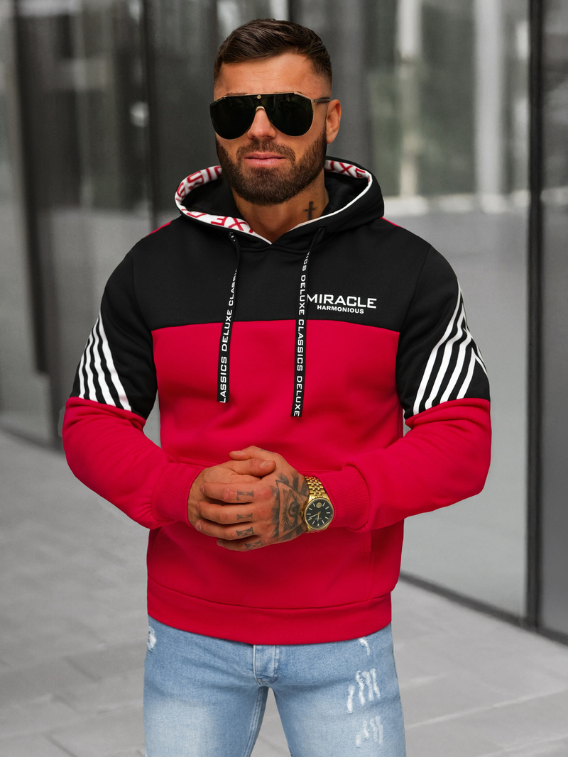 Sweatshirt à capuche homme rouge OZONEE O/TT30505