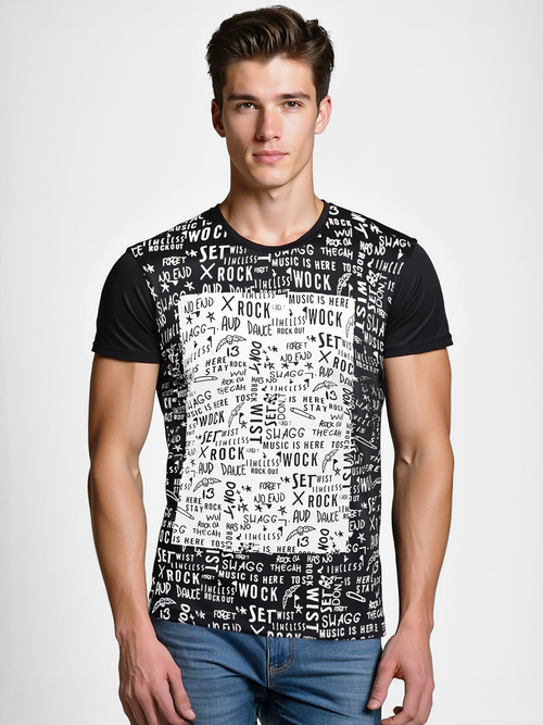 T-shirt Homme Noir OZONEE O/T122/3Z