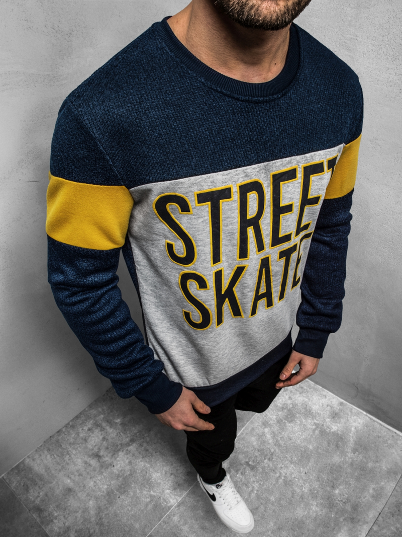 Sweatshirt Homme Bleu foncé OZONEE JS/KS1901Z