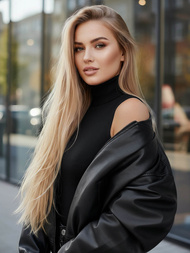 Veste en cuir femme noir OZONEE JS/11Z8281